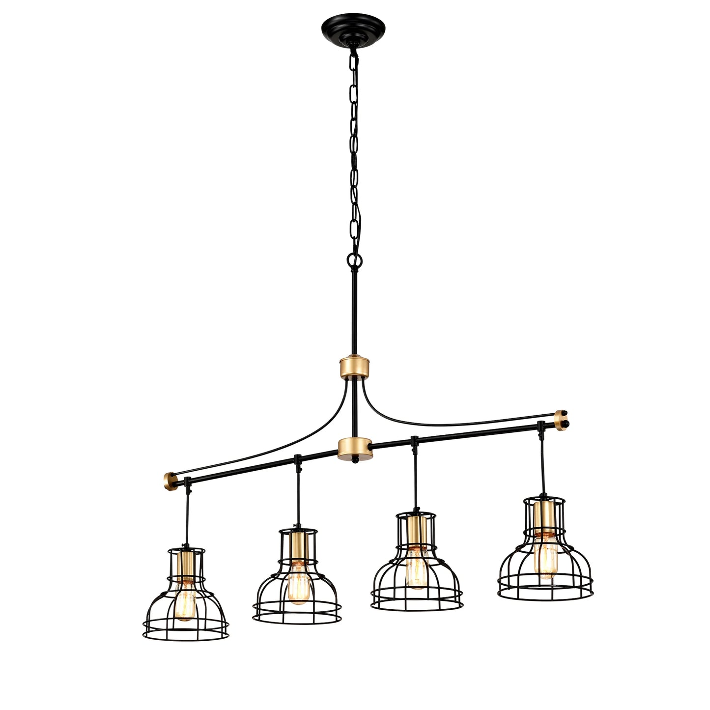 Dining Room Light Fixture/Chandelier Over Table, 40-Inch Hanging for Farmhouse Linear Chandeliers,4-Light Kitchen Island Lighting