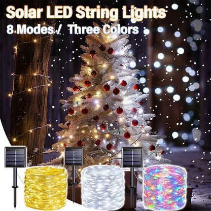 1pcs 32m 300LED Solar Outdoor Lights String Garden Fairy Lights Waterproof Christmas Garland Yard Decoration Holiday Lighting