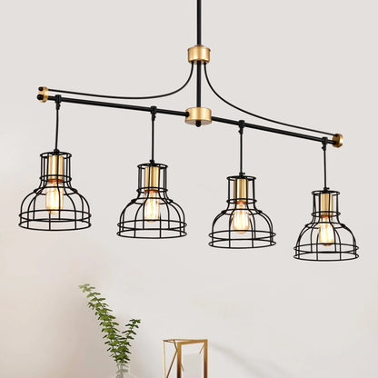 Dining Room Light Fixture/Chandelier Over Table, 40-Inch Hanging for Farmhouse Linear Chandeliers,4-Light Kitchen Island Lighting