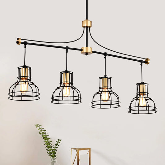 Dining Room Light Fixture/Chandelier Over Table, 40-Inch Hanging for Farmhouse Linear Chandeliers,4-Light Kitchen Island Lighting