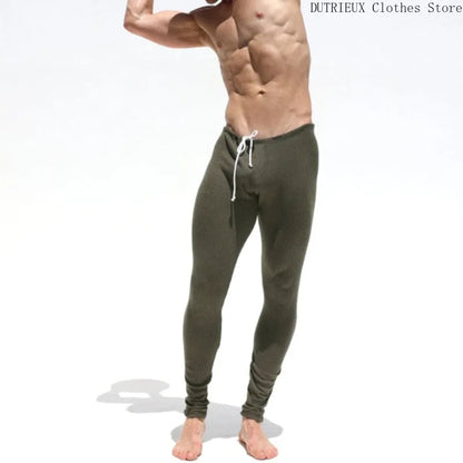 Autumn and Winter New Men's Elastic Striped Knitted Pants Soft and Comfortable Slim Foot Pants Men's Elastic Fitness Pants Gym