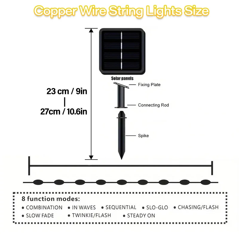1pcs 32m 300LED Solar Outdoor Lights String Garden Fairy Lights Waterproof Christmas Garland Yard Decoration Holiday Lighting