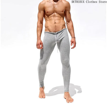 Autumn and Winter New Men's Elastic Striped Knitted Pants Soft and Comfortable Slim Foot Pants Men's Elastic Fitness Pants Gym