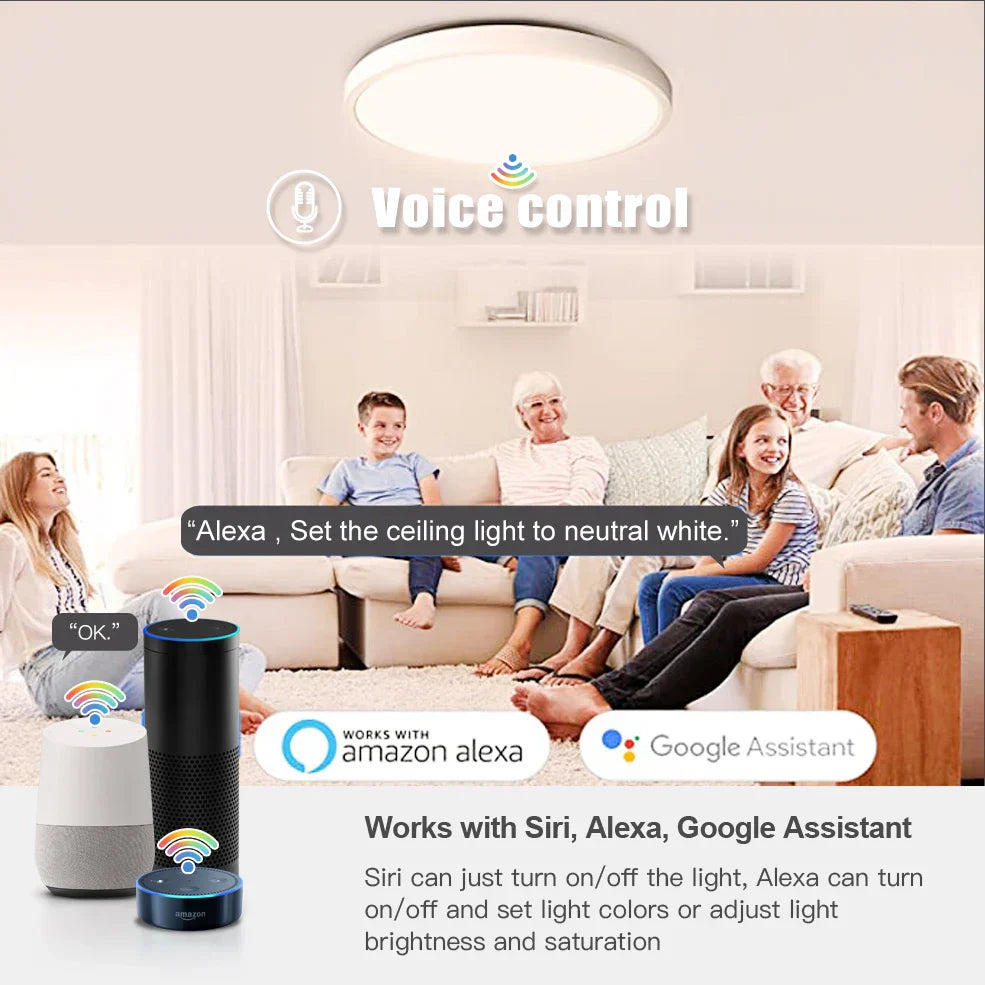 NNEOBA Smart Home Lighting: Tuya Zigbee 3.0 WiFi RGBW LED Ceiling Lamp-4