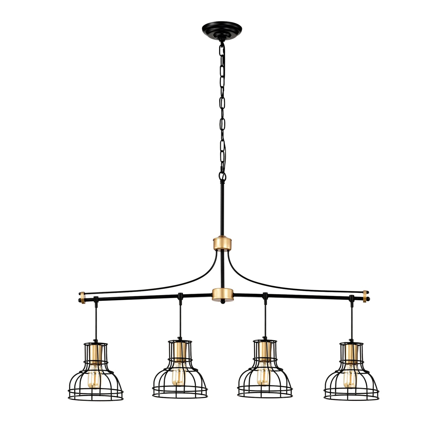 Dining Room Light Fixture/Chandelier Over Table, 40-Inch Hanging for Farmhouse Linear Chandeliers,4-Light Kitchen Island Lighting