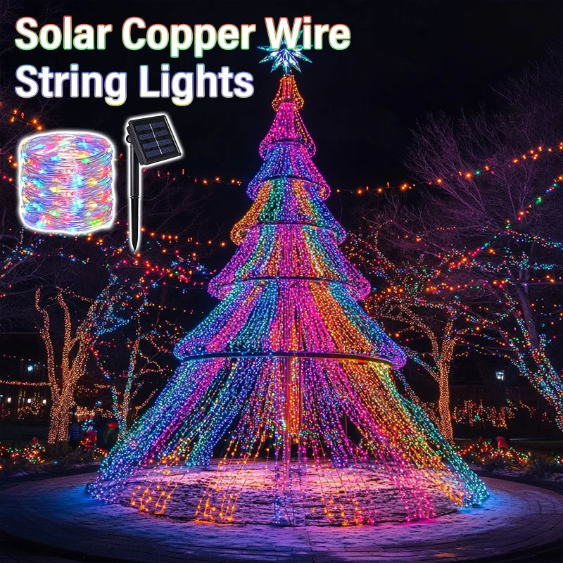 1pcs 32m 300LED Solar Outdoor Lights String Garden Fairy Lights Waterproof Christmas Garland Yard Decoration Holiday Lighting
