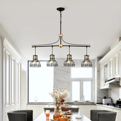 Dining Room Light Fixture/Chandelier Over Table, 40-Inch Hanging for Farmhouse Linear Chandeliers,4-Light Kitchen Island Lighting