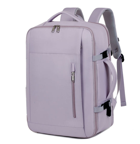 NNEDSZ Purple Expandable Backpack with USB Port - Multi-Functional Outdoor, Commuter & Laptop Bag-0