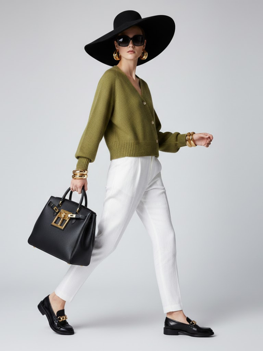 Olive Cropped Knit Cardigan LUDLOW: New Colección COUTURE in NOLITA - BYMANYC ® New York-0