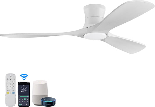 52In Smart Low Profile Ceiling Fans with Lights Remote,Quiet DC