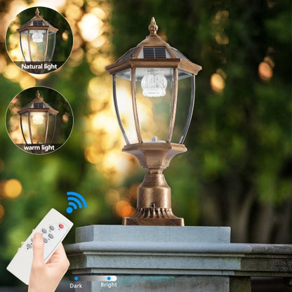 Vintage Gold Solar Pillar Headlight With Dimmable LED 1-Pack