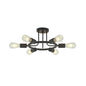 6 Lamps Modern Sputnik Lamp Semi Recessed Chandelier Black