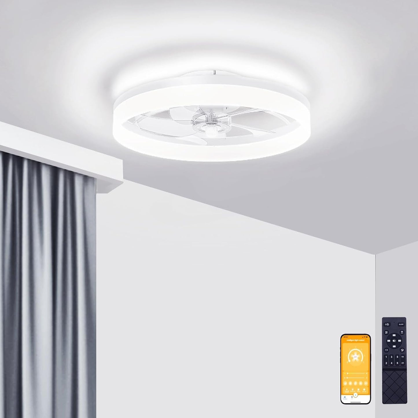 Low Profile Ceiling Fans with Lights and Remote, 19.7In Fandelier