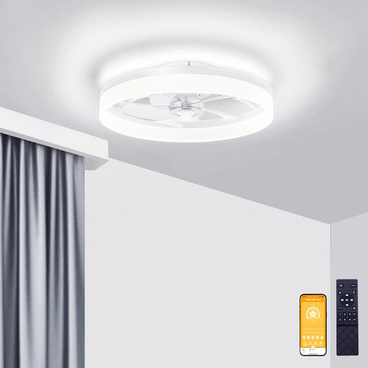 Low Profile Ceiling Fans with Lights and Remote, 19.7In Fandelier