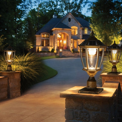 Vintage Gold Solar Pillar Headlight With Dimmable LED 1-Pack