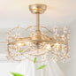 20 Inch Gold Caged Ceiling Fan with Light, Flower Chandelier Ceiling