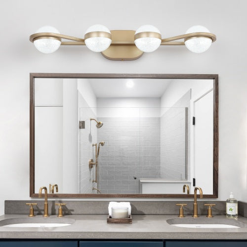 Modern Minimalist Gold Bathroom Vanity Light, 4 Bulb Acrylic Shade, Wall Mounted Decorative Lighting Fixtures For Bathroom Vanity Mirror