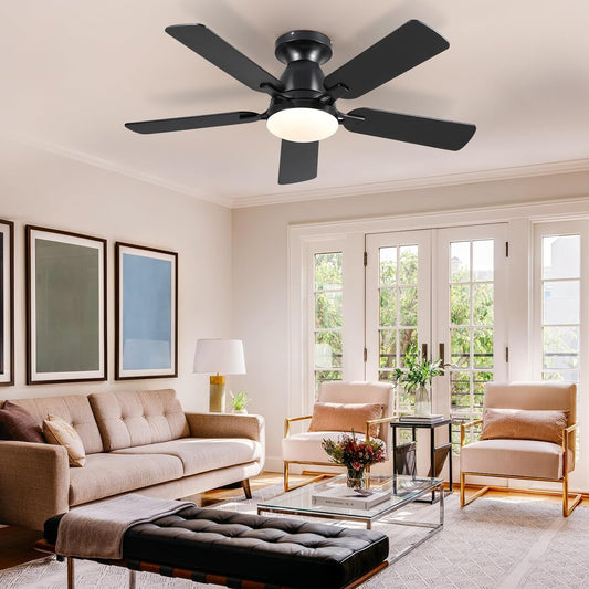 Ceiling Fans with Lights- 46" Low Profile Indoor Ceiling Fan with