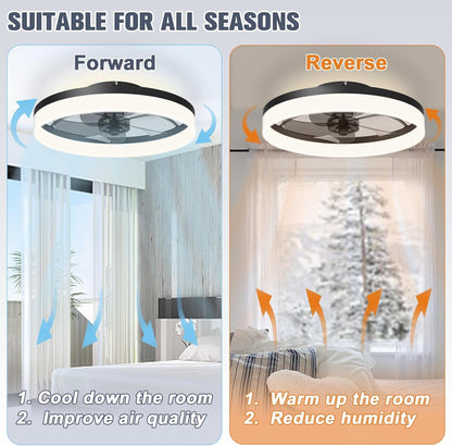 Low Profile Ceiling Fans with Lights and Remote, Fandelier Ceiling Fan