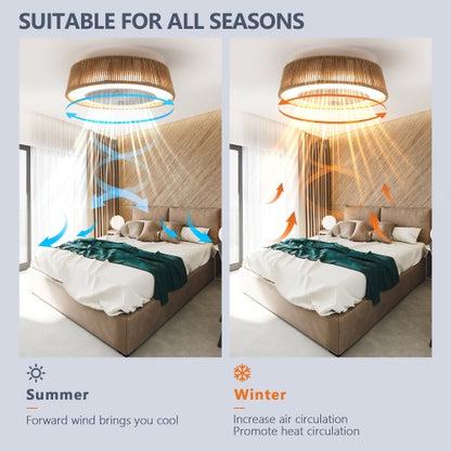 Bohemian Style LED Dimmable Ceiling Light With Built-in Fan - Remote Control
