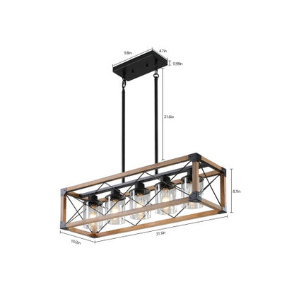 5 Lights Vintage Farmhouse Chandelier For Kitchen, Living Room, Dining Room Walnut - No Bulbs