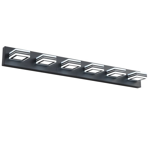 LED Modern Black Makeup Light, 6 Light Acrylic Matte Black Bathroom Makeup Light Covering Mirror