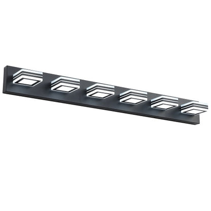 LED Modern Black Makeup Light, 6 Light Acrylic Matte Black Bathroom Makeup Light Covering Mirror