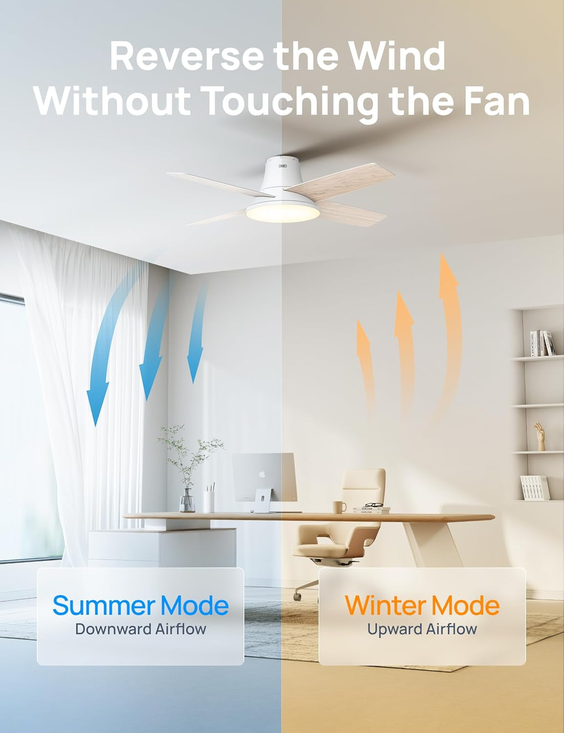 Ceiling Fans with Lights, 12 Speeds & 3 Fan Modes, Quiet DC Motor, Low