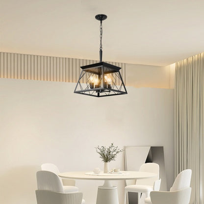 4 Lights Farmhouse Chandelier For Dining Room Black - No Bulbs