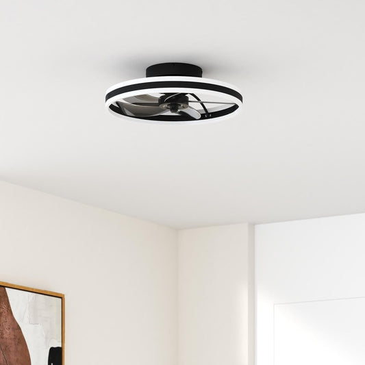 Low Profile Ceiling Fans with Lights and Remote, 19.7In Flush Mount