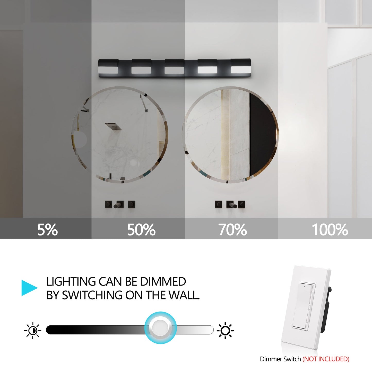Modern Bathroom Vanity Lighting 5-Light LED Vanity Lights Over Mirror