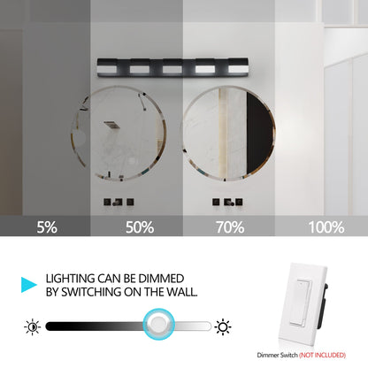 Modern Bathroom Vanity Lighting 5-Light LED Vanity Lights Over Mirror
