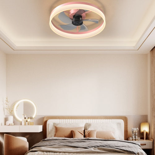 Ceiling Fan With Light Dimmable LED Recessed Mount Slim Modern Ceiling Fan