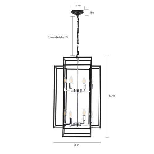 8 Lantern Tiered Chandeliers, Industrial Farmhouse Chandeliers