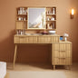 Beige Vanity Desk 10X Mirror Integrated LED Lighting-0