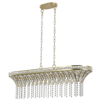 Modern Champagne Gold Kitchen Island Lamp - Oval Crystal Ceiling Chandelier