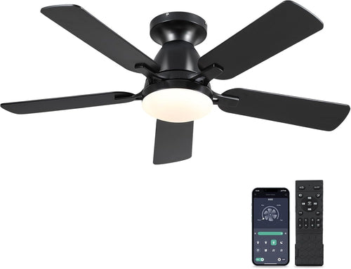 Ceiling Fans with Lights- 46" Low Profile Indoor Ceiling Fan with