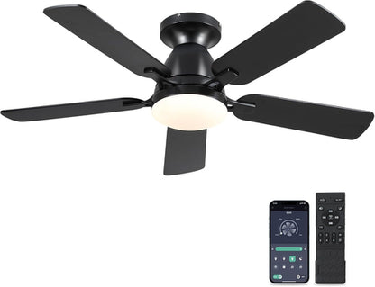 Ceiling Fans with Lights- 46" Low Profile Indoor Ceiling Fan with