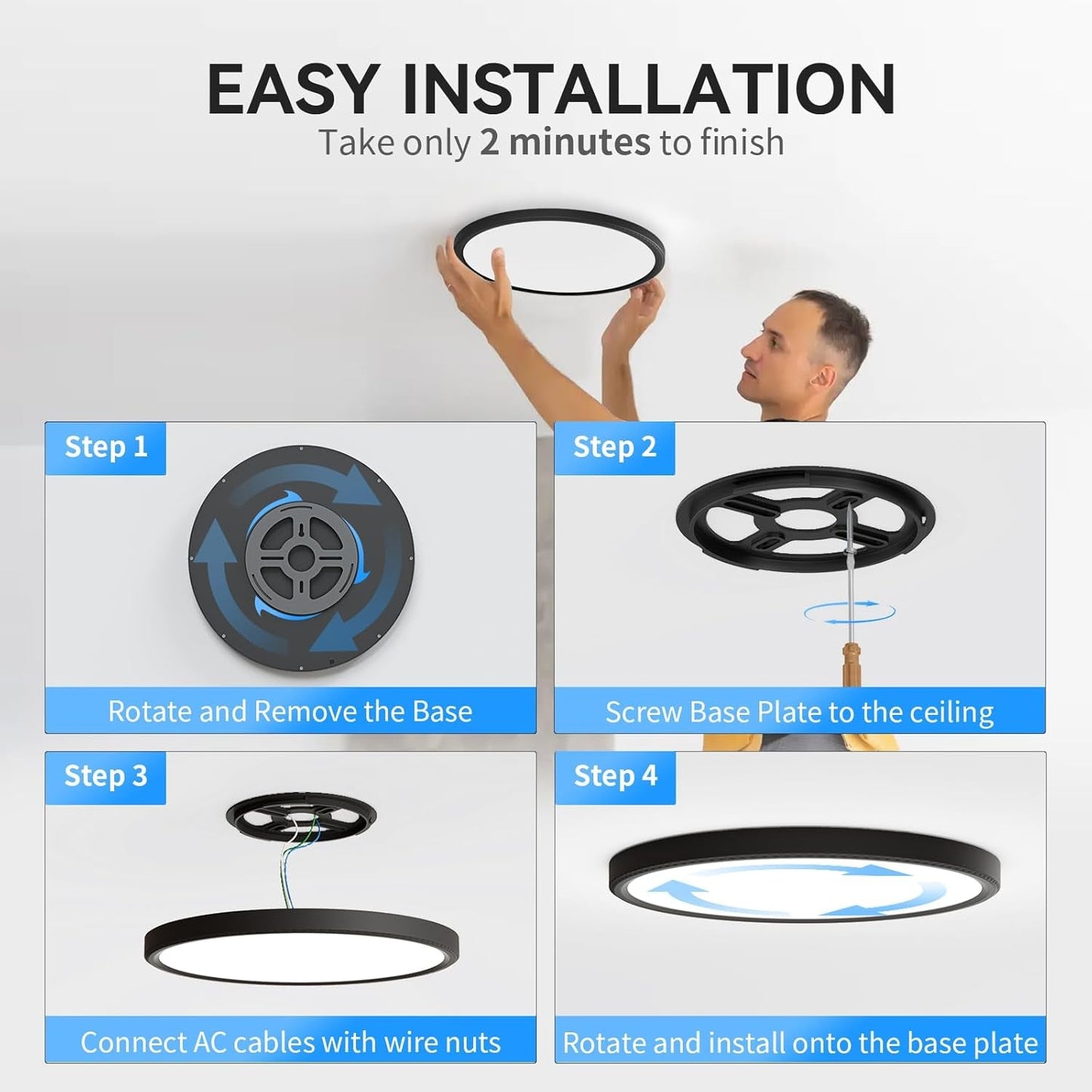 12Pack 3200Lm LED Flush Mount Ceiling Light, Super Slim 12 Inch LED