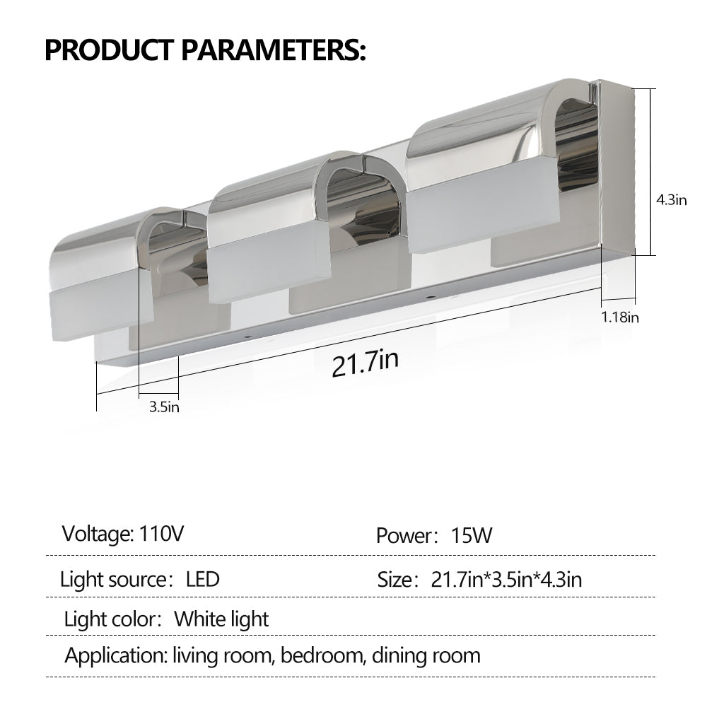 Bathroom Vanity Lighting 3-Light LED Vanity Lights Over Mirror Bath