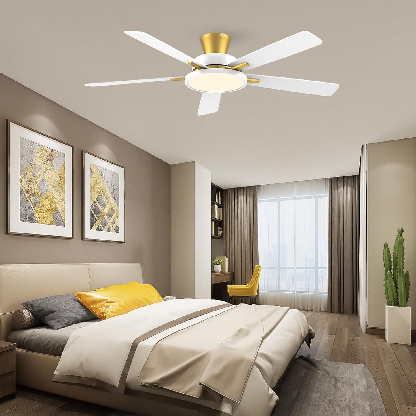 52 Inch Ceiling Fans with Lights and Remote,Ultra Silent Low Profile
