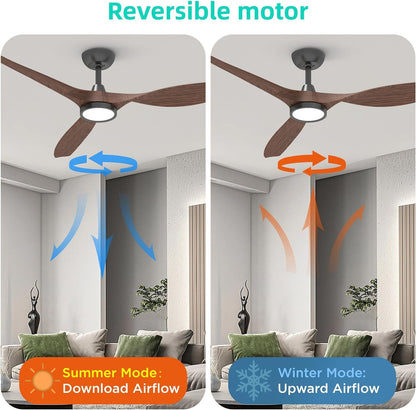 Ceiling Fans with Lights and Remote, 52 Inch Large Airflow Indoor