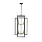 8 Lights Black & Gold Lantern Tiered Chandelier, Industrial Farmhouse Chandelier - No Bulbs