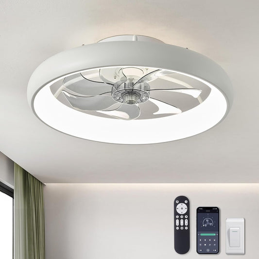 Ceiling Fans with Lights and Remote, 20'' Low Profile Flush Mount