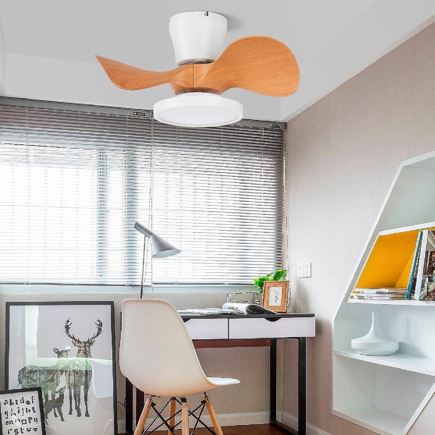 Quiet Ceiling Fan with LED Light 22 Inch Large Air Volume Remote