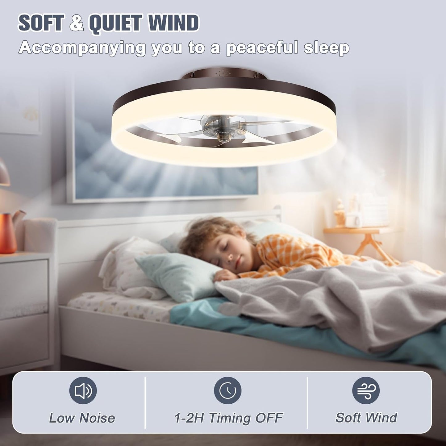 Low Profile Ceiling Fans with Lights and Remote, 19.7In Fandelier