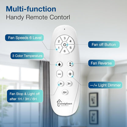 Ceiling Fans with Lights and Remote Control, 62 Inch, 6 Speeds