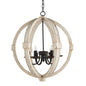 6 - Light Wood Chandelier With Adjustable Chain For Kitchen, Dining Hall Entrance, Bulb Not Included