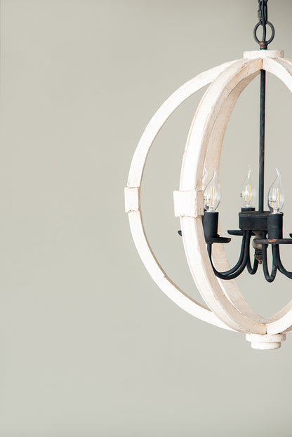6 - Light Wood Chandelier With Adjustable Chain For Kitchen, Dining Hall Entrance, Bulb Not Included