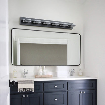 LED Modern Black Makeup Light, 6 Light Acrylic Matte Black Bathroom Makeup Light Covering Mirror
